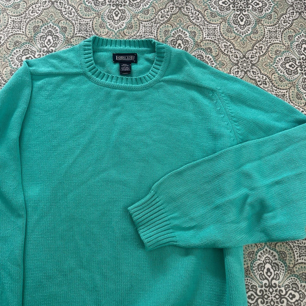 Oversized turquoise knit sweater